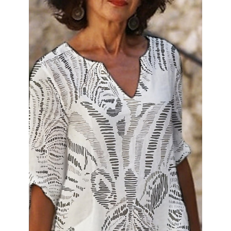 Women's Mini Dress Casual Dress Print Dress Fashion Modern Daily Beach Weekend Regular Fit Animal 3/4 Length Sleeve Split Neck Gray Summer Spring Fall Autumn2