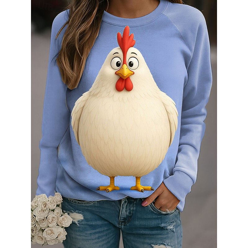 Women's Pullover Graphic Animal Casual Long Sleeve Crew Neck Regular Tops Casual Pink Blue Purple Green Khaki Spring Fall Winter4