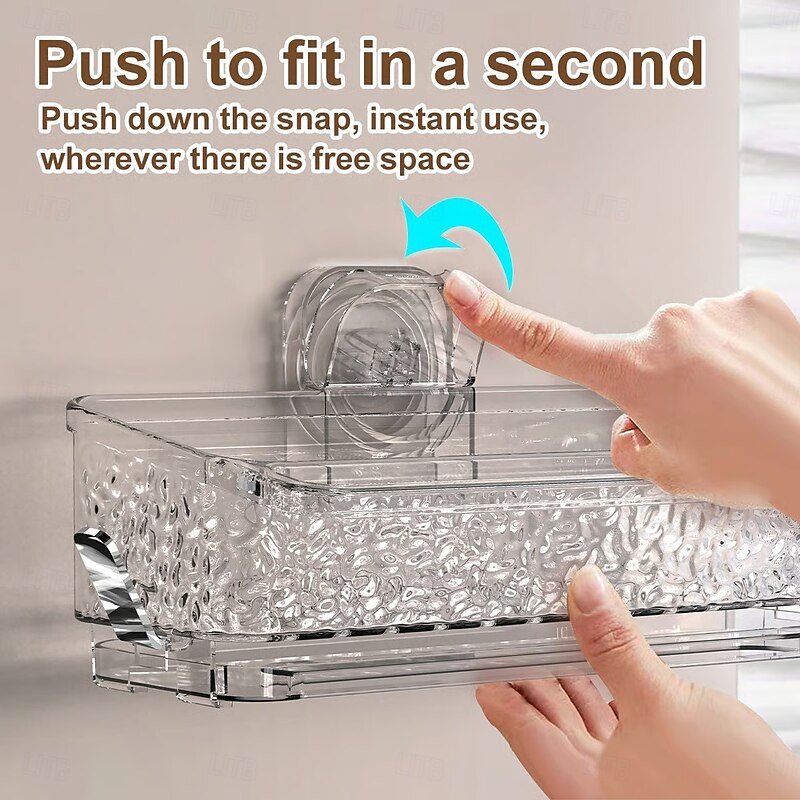Absorbent Sink Drain Basket Suction Cup Multifunctional Kitchen Storage Rack Wall Mounted Large Capacity Dish Cloth Holder Hanging Organizer For Home Use3