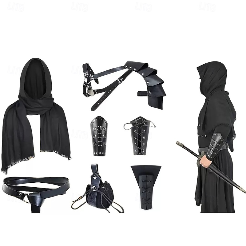 Punk & Gothic Medieval Renaissance Waist Belt Wristband Knight Ritter Viking Archery Fancy Dress Men's Women's Unisex Viking Fantasy Masquerade Performance Stage LARP Adults' Scarf Waist Belt Wristlet