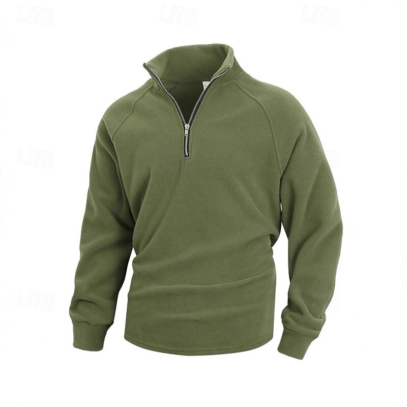 Men's Sweatshirt Fleece Sweatshirt Pullover Quarter Zip Sweatshirt Black Army Green Blue Dark Gray High Neck Plain Zip Up Sports & Outdoor Casual Daily Streetwear Cool Sportswear Winter Spring &  Fall2