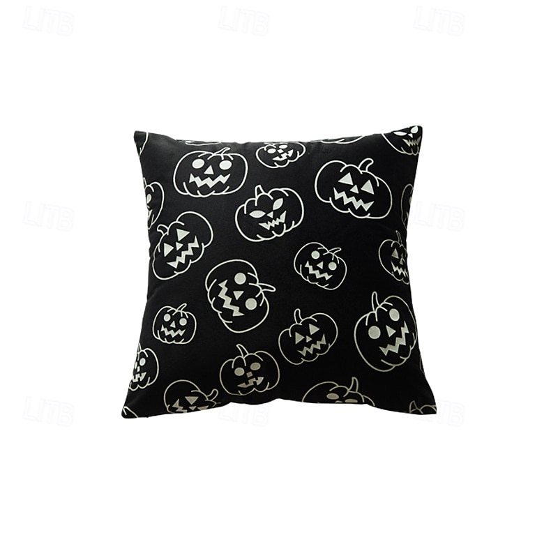Halloween Glow in The Dark Pillow Cover - Spooky Ghost & Pumpkin Print Luminous Cushion Case (No Insert) for Home Decor, Party, Horror Festival