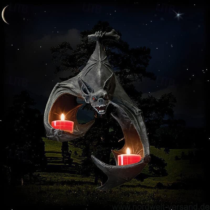 1 Pc 21CM Halloween Bat Wall Tealight Holder Bat Candlestick LED Electronic Candlelight Indoor and Outdoor Gathering Restaurant Ceiling Corner Tree Festival Atmosphere Decorative Light4