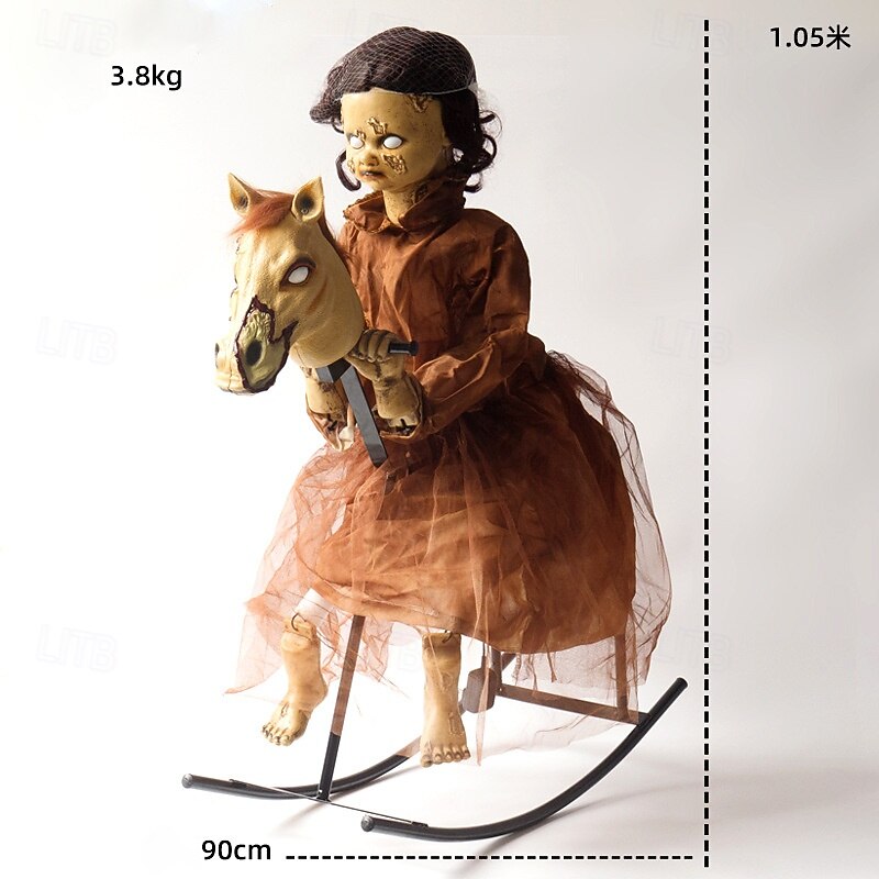 Halloween Automaton - Cursed Girl on Animated Rocking Horse - 105cm - Animatronics - Mains Powered - Quick and Easy Assembly4
