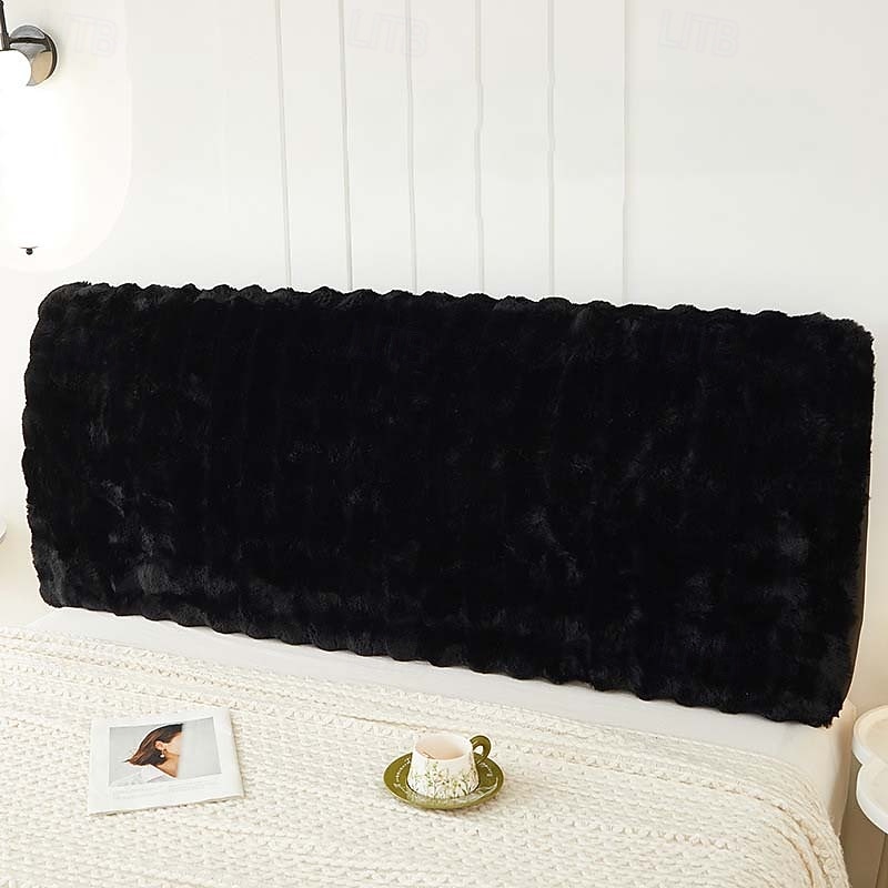 Rabbit Velvet Headboard Cover, Thick Plush Bed Head Protector, Universal Bed Back Cover for All Seasons4