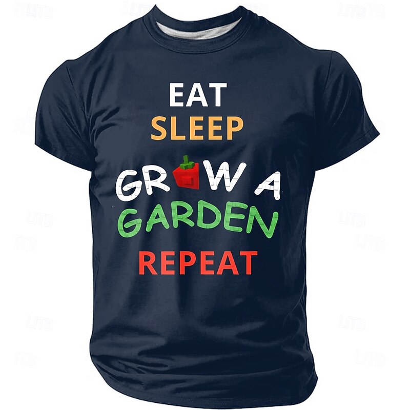 Men's Gardening T-Shirt: Eat Sleep Grow a Garden Repeat Graphic Tee - Hobby & Lifestyle Gift3