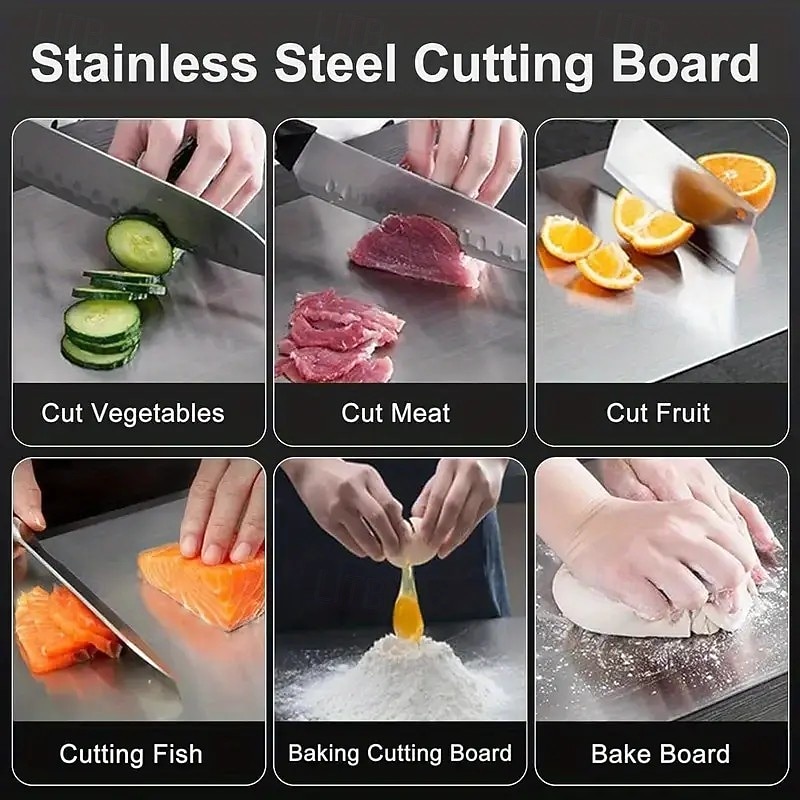 Stainless Steel Cutting Board – Double-Sided Design, Food-Grade Metal Chopping Board for Kitchen and Restaurant Use4