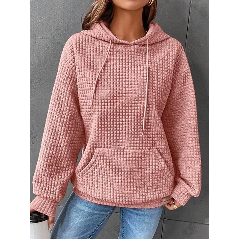 Women's Hoodies Plain Casual Long Sleeve Hooded Regular Tops Street Dailywear Pocket Print Black White Pink Army Green Dark Blue Fall Winter