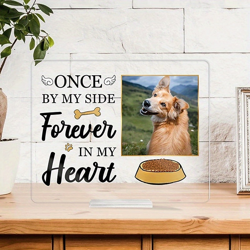 Personalized Photo Plaque with Base Custom Memorial Gift Frame for Dog, Acrylic Sympathy Picture Frame for Pet Loss, Remembrance Gift for Loss of Beloved Dog, 8x6 Inch (20×15cm)