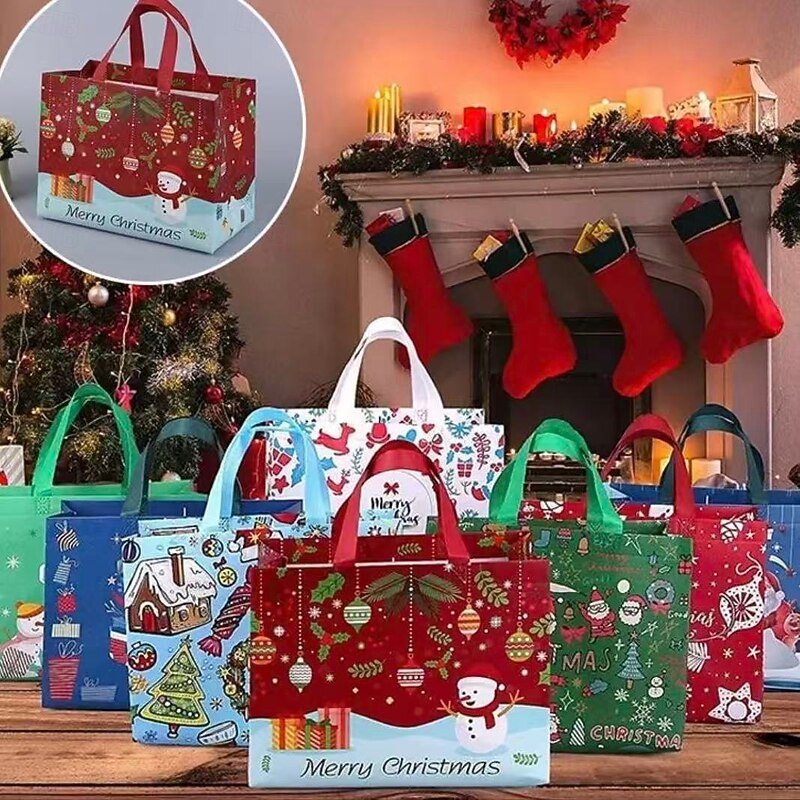 16pcs Christmas Gift Bags – Large Non-Woven Tote Bags for Holiday Shopping, Gift Wrapping, Party Favors, Christmas Packaging & Reusable Gift Bags2