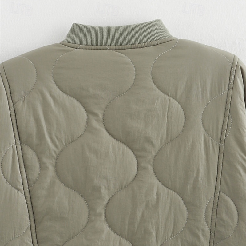 Women's Winter Jacket Coat Warm Comfortable Pocket Fashion Modern Casual Plain Going out Weekend Single Breasted Regular Stand Collar Regular Fit Long Sleeve Outerwear Army Green Winter4