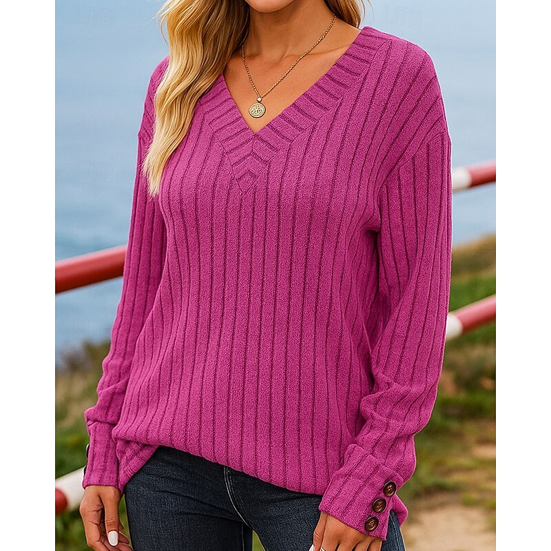 Women's Pullover Sweatshirt Casual Tops Long Sleeve Top Athleisure Fall V Neck Solid Colored Fashion Outdoor Travel Sportswear Activewear Black Green Khaki