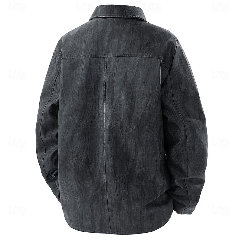 Men's Faux Leather Jacket Motorcycle Jacket Outdoor Casual Windbreaker Full Zip Fall Winter Solid Color Punk Active Short Black Brown Jacket3