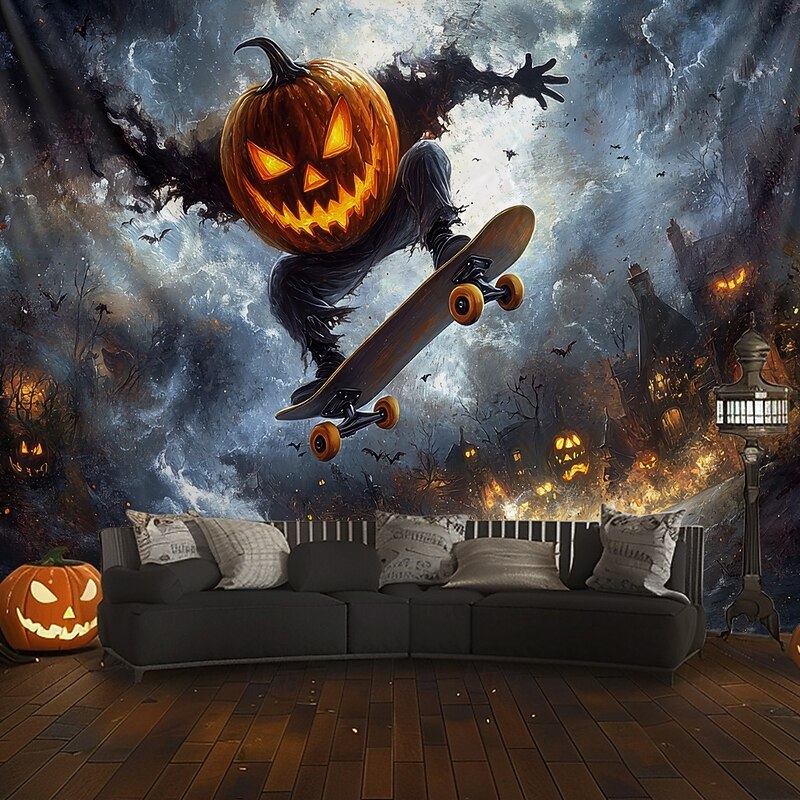 Halloween Tapestry Banners Blanket Pumpkin Dark Punk Gothic Style Party Dorm Shooting Backgrounds Home Decor3