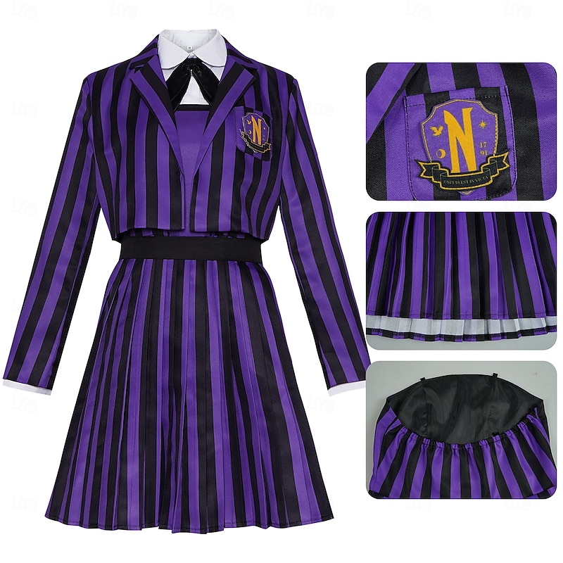 Gothic Horror Dark Academia Costume School Uniform Fancy Dress Cosplay Movie Cosplay for Women's Adults Halloween Carnival Performance Party Educational Dress Up4