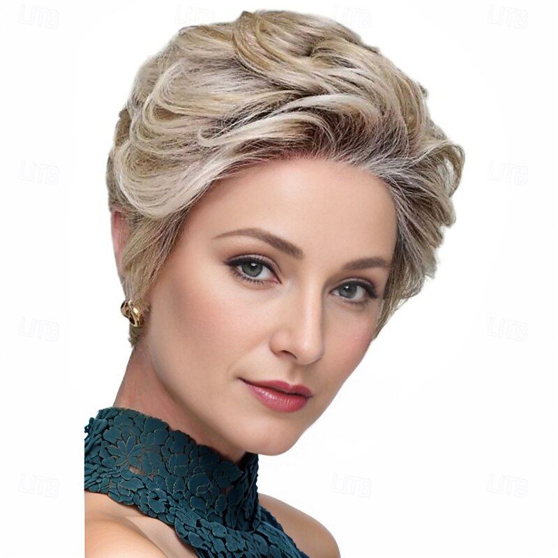 Short Curly Platinum Blonde Pixie Wig for Women – Layered Synthetic Hair, Heat-Resistant for Daily Wear, Cosplay & Parties