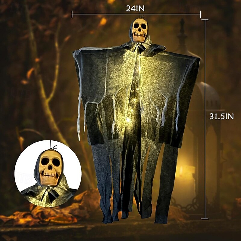 1 Pc Halloween glowing skull hanging ghost outdoor courtyard ghost hanging ghost scene atmosphere decoration props4