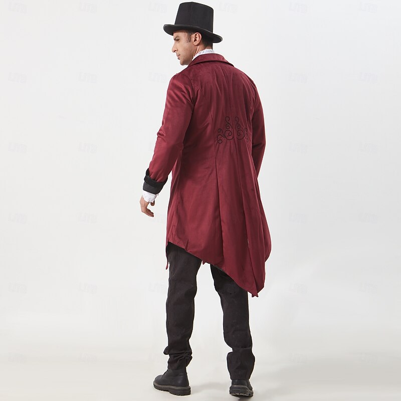 Medieval Renaissance Steampunk Coat Tailcoat Outerwear Prince Vampire Nobleman Fancy Dress Men's Halloween Carnival Performance LARP Ren Faire Adults Coat3