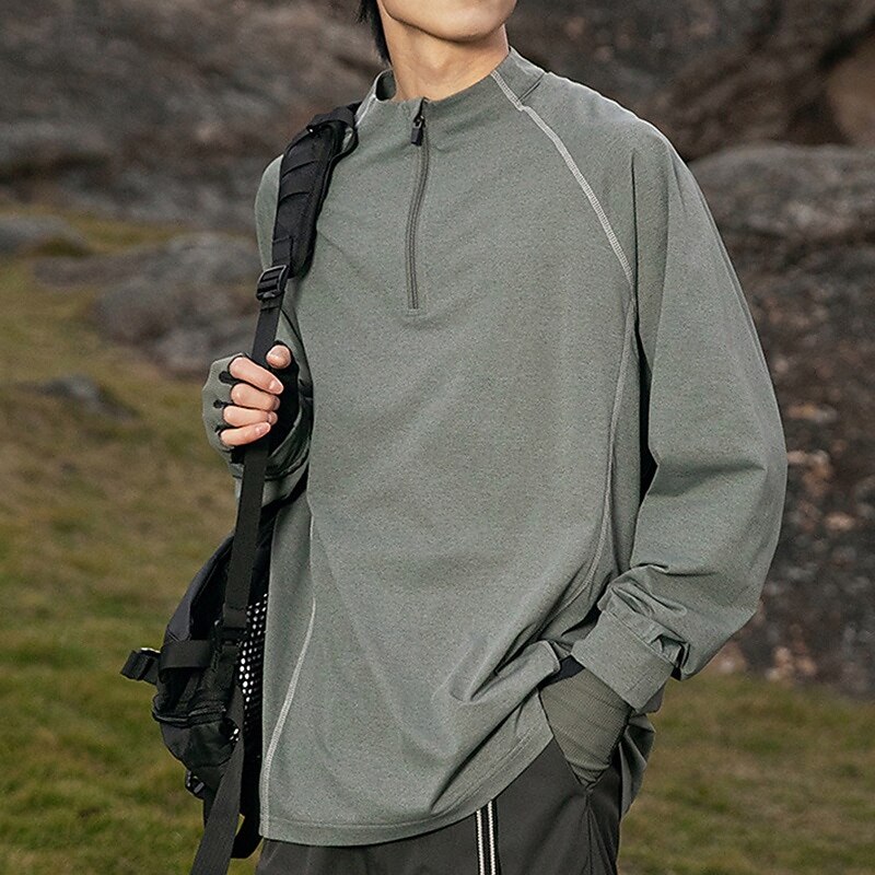Men's Hiking Shirt Hiking top Long Sleeve Top Outdoor UV Sun Protection Quick Dry Breathable Polyester Black Green Grey Tennis Golf Running3