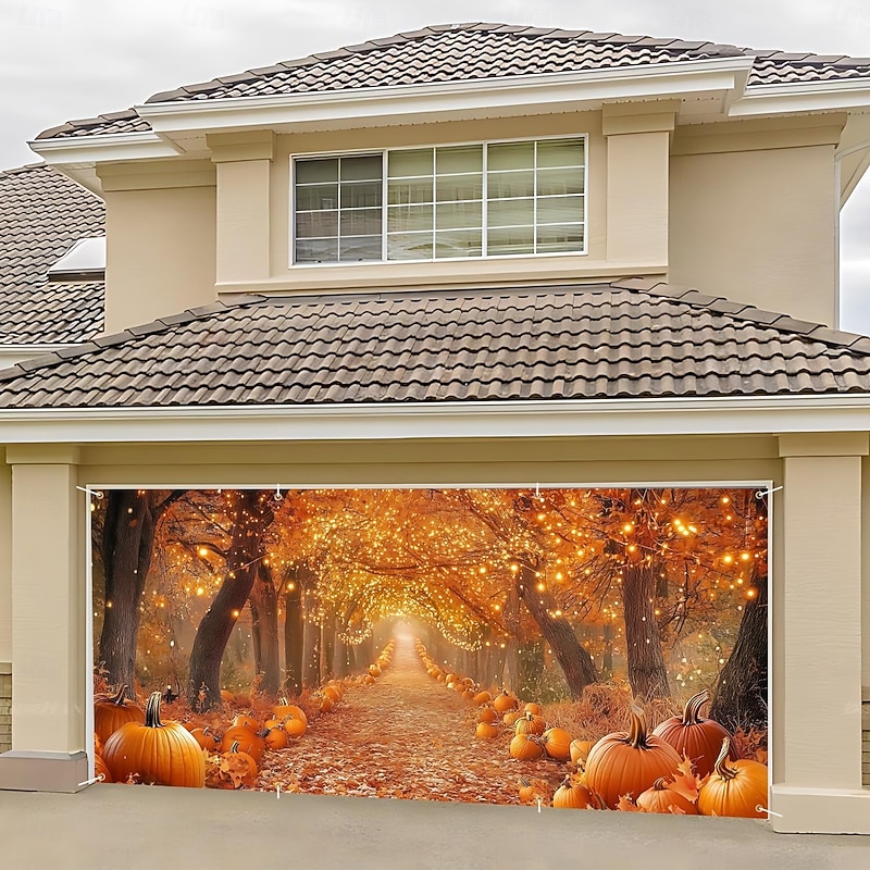 Halloween Tapestry Garage Door Cover Large Hanging Backdrop Pumpkin Rustic Cottagecore Dark Punk Gothic Style Autumn Party Outdoor Shooting Backgrounds Yard Home Decor4