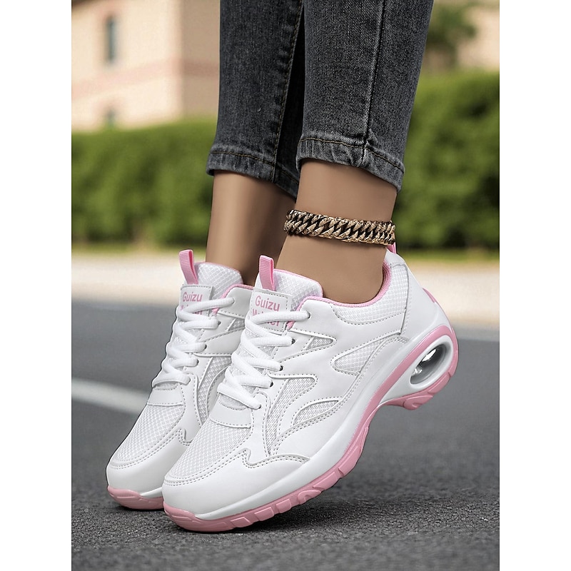 Women's Lace-Up Air Cushion Sneakers β Lightweight Breathable Mesh Walking Shoes for Running, Gym & Casual Wear