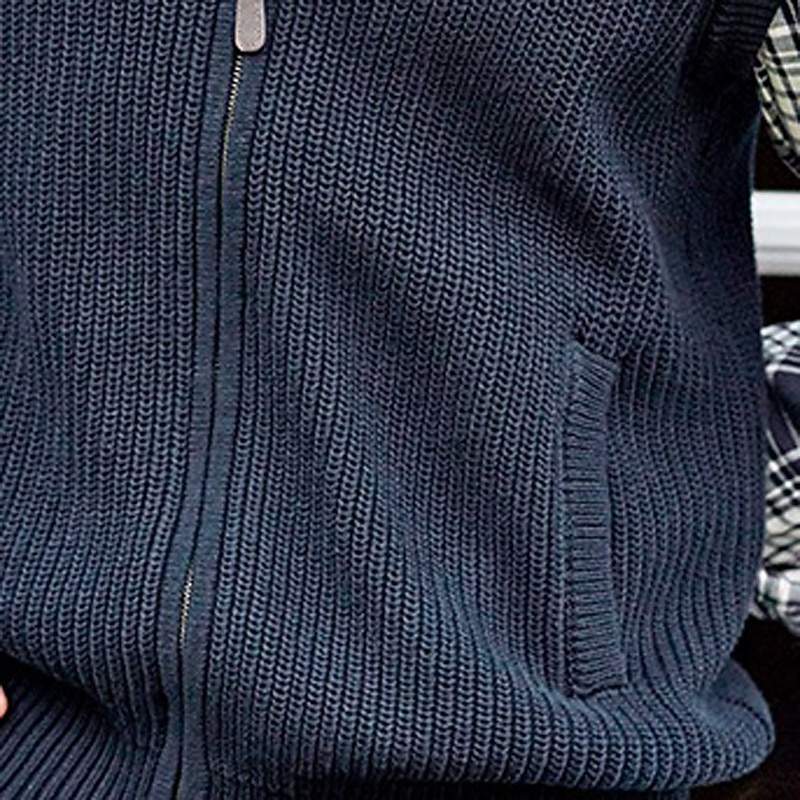 Men's Sweater Sweater Vest Cardigan Sweater Zip Sweater Ribbed Knit Regular Tops Knitted Plain High Neck Vacation Fashion Casual Daily Wear Clothing Apparel Spring &  Fall Navy Blue Gray S M L4