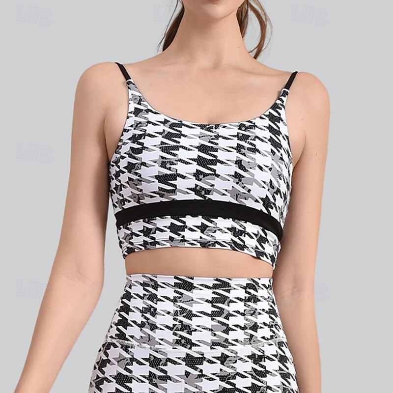 Women's Yoga Tank Tops Sports Bra Underwear Medium Support Paded Printing Sport Activewear Black Tennis Workout Athletic2