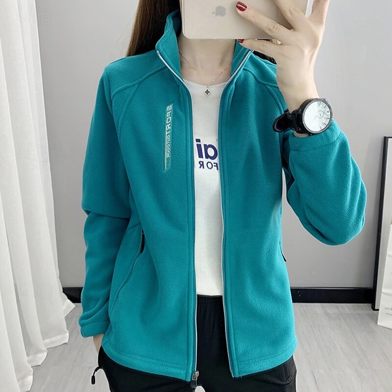Women's Hiking Jacket Fleece Jacket Thermal Jacket Winter Outdoor Thermal Top Blue Dark Blue Light Blue4