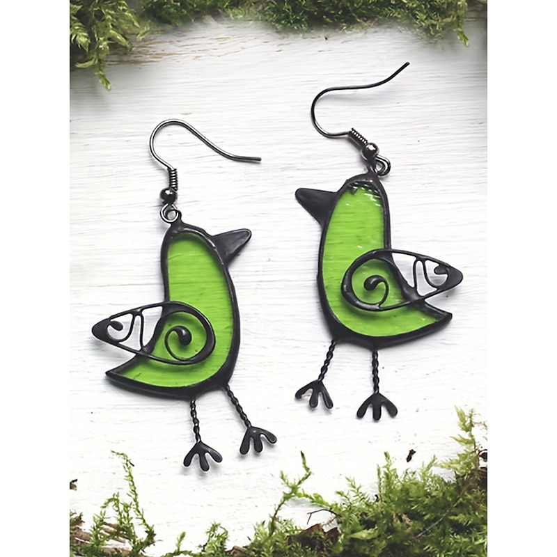 Women's Colorful Bird Dangle Earrings – Boho Statement Animal Jewelry for Art Lovers, Festivals and Everyday Outfits