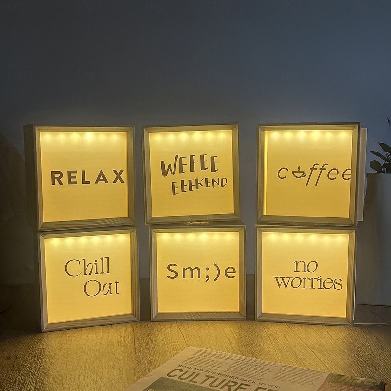 Wooden Photo Frame Night Light -Multifunctional LED Display Box with Acrylic Panel Holiday Home Decor Lamp 12.5CM Visible Wood Gift Box for DIY Craft Storage and Festival Decorations Gifts