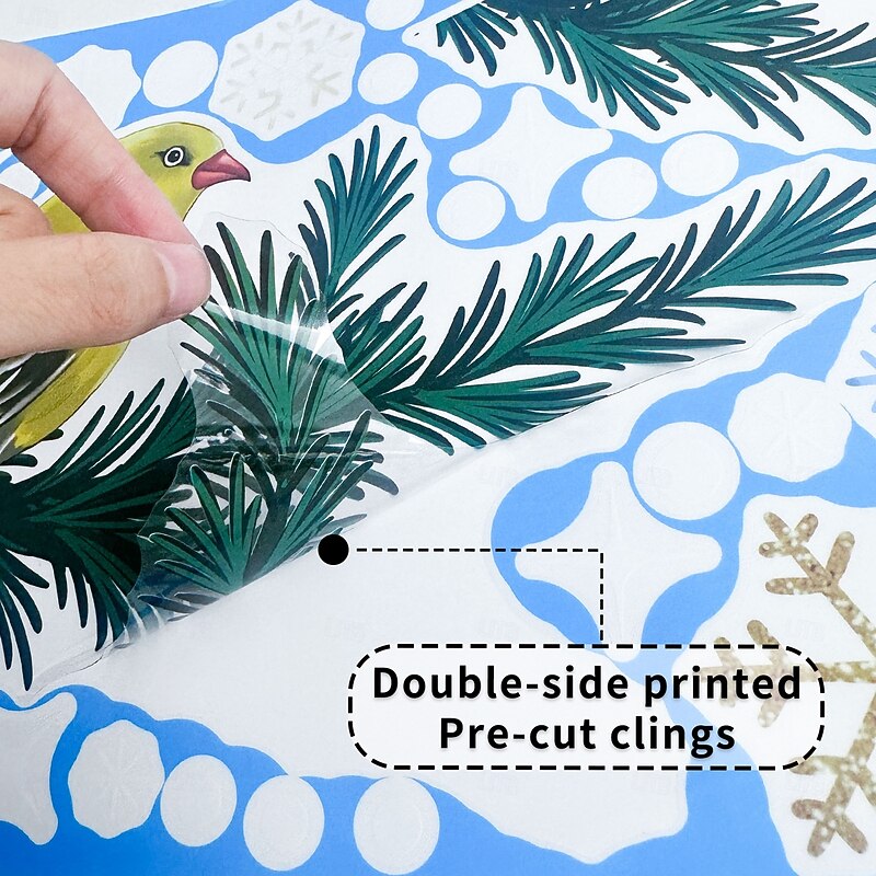9 Sheets Christmas Window Cling Wall Sticker Decals Decorations, Creative Snowflakes, Static Cling, Storefront & Home Glass Decor3