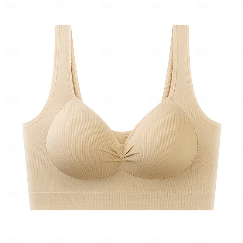 Women's Sports Bra V-neckline Stretchy Ultra Stretch Breathable Basic Medium Support Sports Solid Color Sports Bra For Running Yoga Oversize Plus Size Activewear