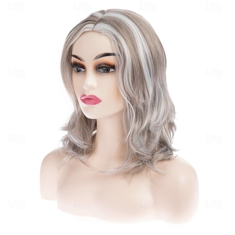 Women’s Silver Grey Long Wavy Wig Natural Looking Realistic Synthetic Hair Heat Resistant Middle Part Elegant Daily Wear Fashion Style2