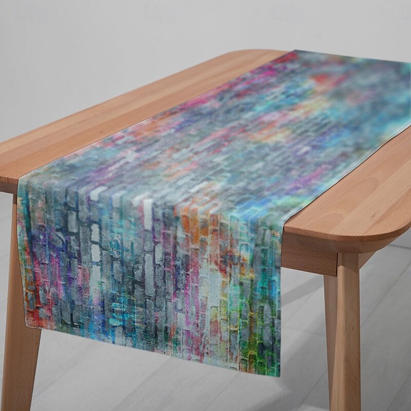 1PC Colorful Wall Graffiti Table Runner Table Flag - Digital Printed Rectangular Tablecloth for Restaurant, Banquet, Party Decoration (33x180cm/13x70.5in)