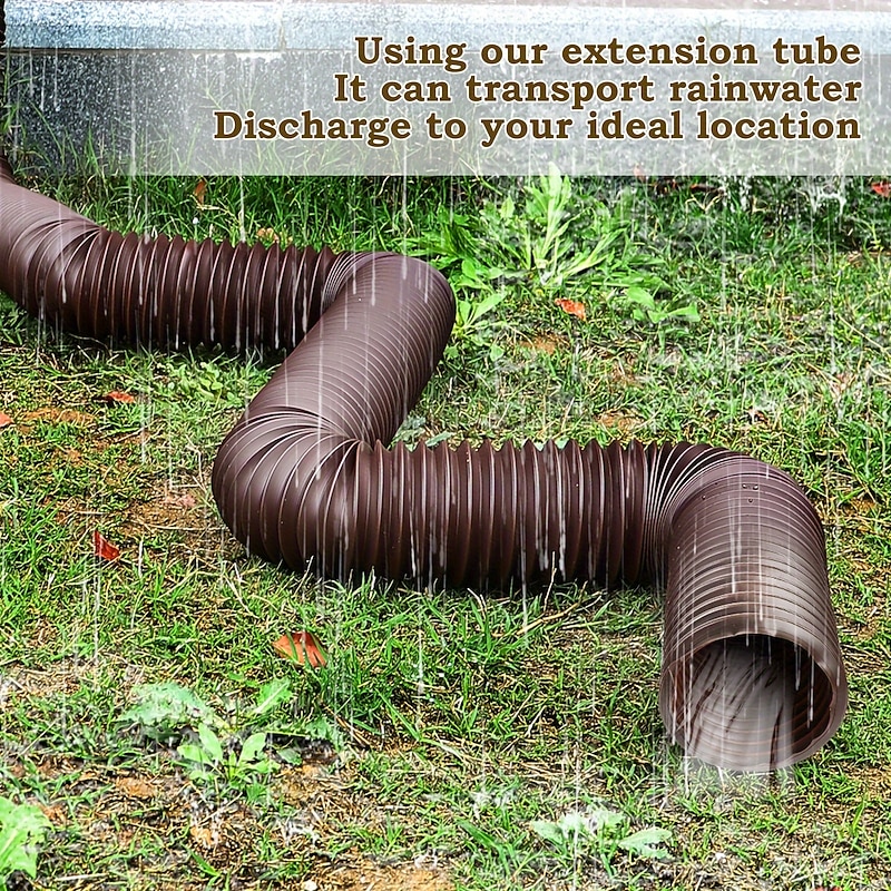 Plastic Downspout Extension - Durable and Flexible Rainwater Drainage Solution with Round Connector for Seamless Piping System Extension, 1pc/2pcs Piece for Home and Garden Use