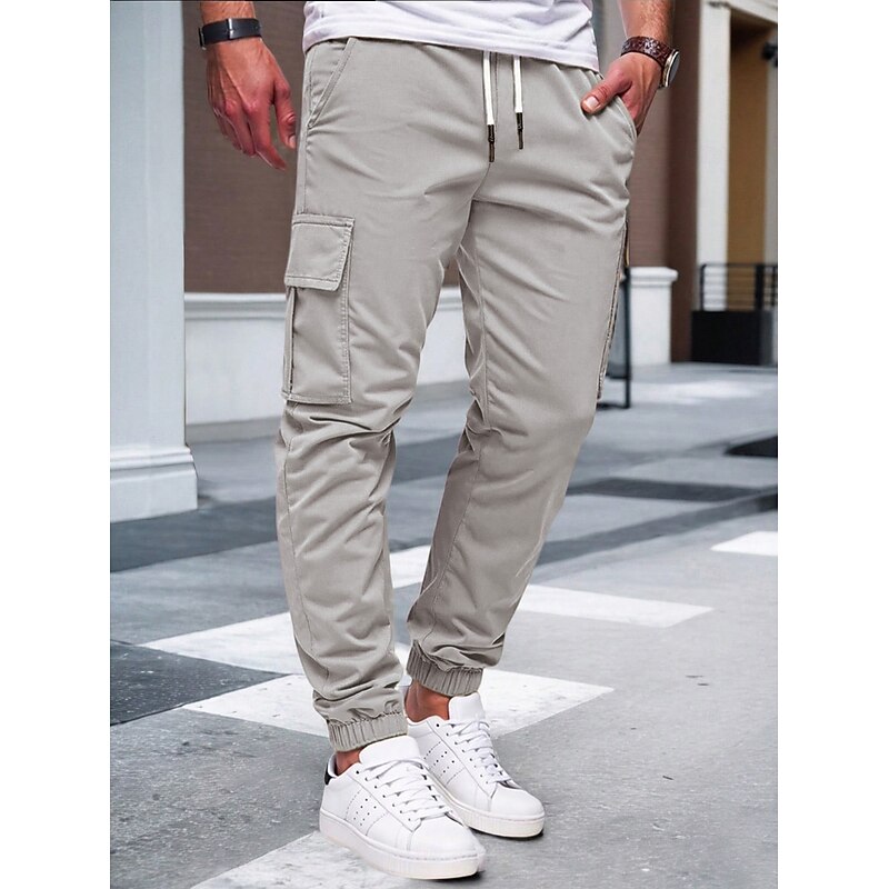 Men's Cargo Pants Cargo Joggers Tactical Pants Trousers Drawstring Elastic Waist Plain Comfort Moisture Wicking Full Length Outdoor Party Daily Fashion Streetwear Black Yellow4