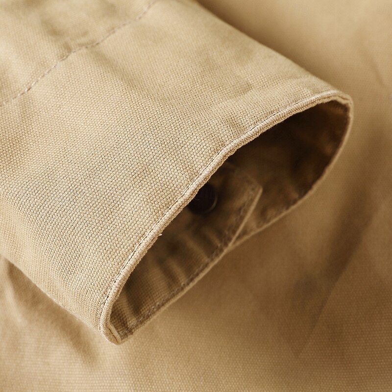 Men's Cotton Detroit Jacket Cargo Jacket Tactical Pocket Fall Solid Color Active Vintage Shirt Collar Regular Black Brown Khaki Jacket4