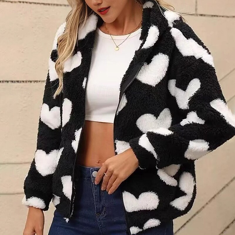 Women's Fleece Jacket Thick Warm Zip Up Long Sleeve Sports Heart Top For Outdoor Travel Vacation Activewear4