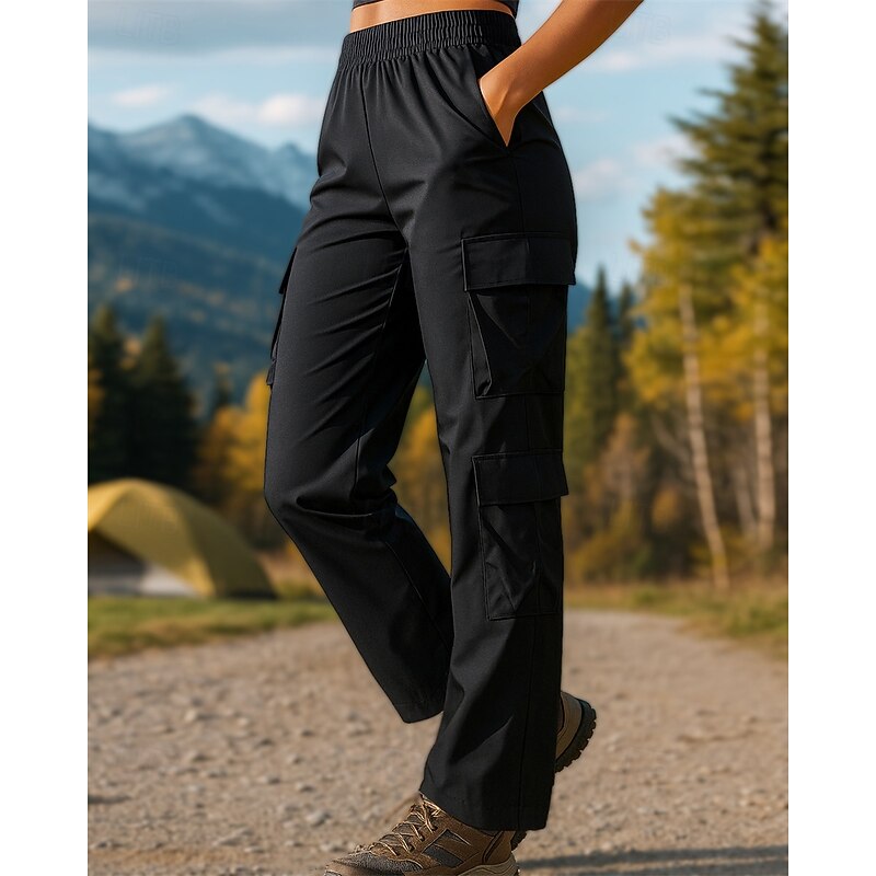 Women's Cargo Pants Hiking Pants Trousers Outdoor Regular Fit Waterproof Windproof Pants / Trousers Elastic Waist Black Brown Camping / Hiking Hunting Running S M L XL XXL