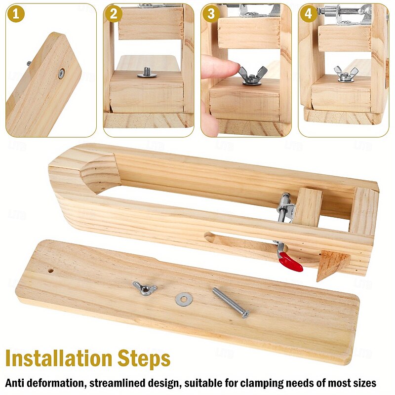 Sturdy Adjustable Clamp - Durable Wood Faux Leather Stitching Clamp - Portable Handheld Craft Clip for Secure Sewing Fixation3