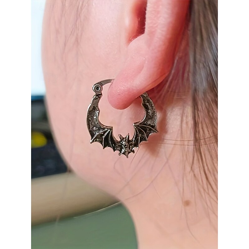 Women's Halloween Bat Hoop Earrings – Gothic Punk Style Alloy Jewelry for Party, Cosplay and Night Out Accessories3