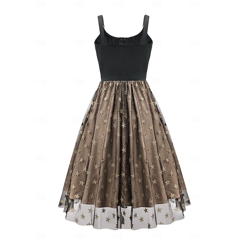 Retro Vintage Gothic Midi Dress Fit and Flare Fancy Dress Women's Halloween Carnival Party Casual Adults Dress Spring & Summer2