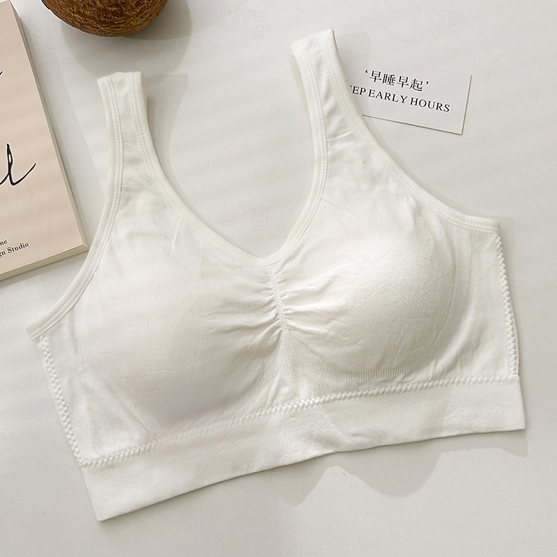 Women's Sports Bra Scoop Neck Comfortable Basic Sleeveless Medium Support Sports Solid Color Bra Top For Running Yoga Classic-Fit Plus Size Activewear