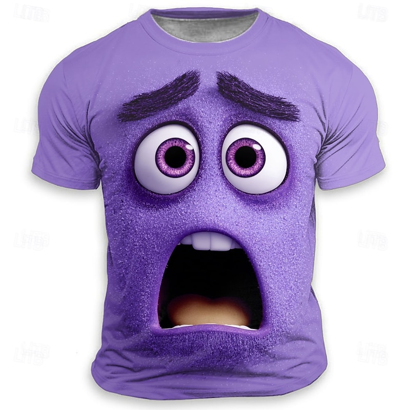 Men's 3D Funny Emotes T Shirt Short Sleeve T shirt 3D Print Crew Neck Shirt Exaggerated Designer Funny Party Street Casual Blue Purple Green Summer Spring All Seasons Clothing Apparel S M L XL XXL4