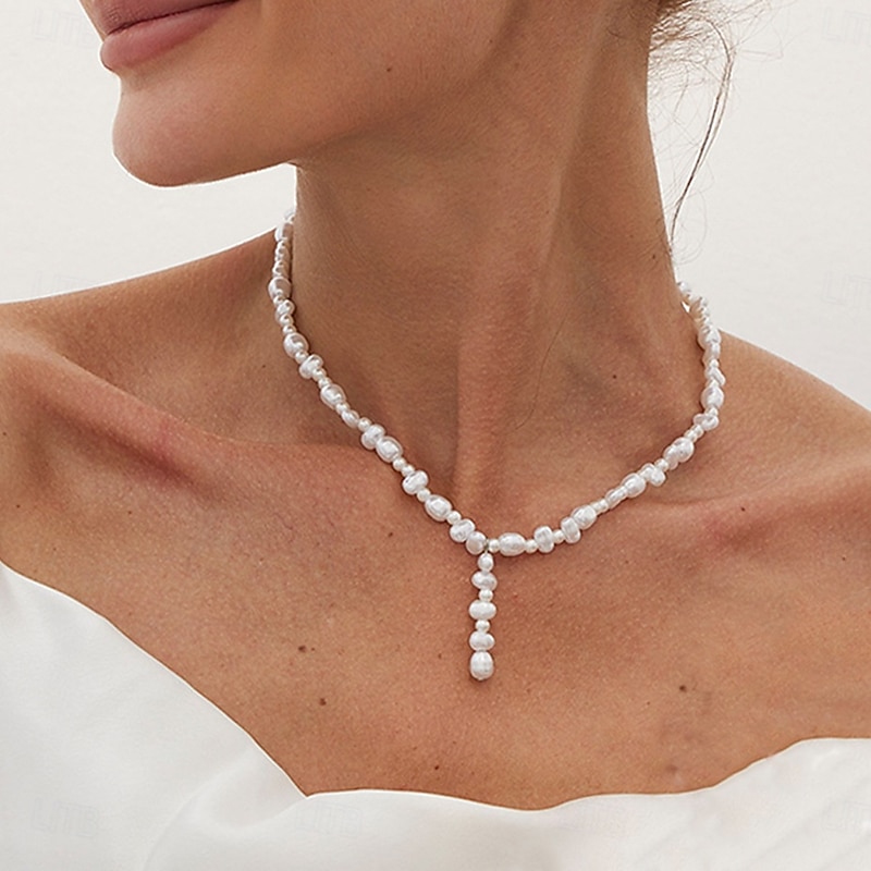 Pearl Necklace Pearl Women's Elegant Cute Tassel Beads Wedding Y Shaped Necklace For Wedding Party Daily