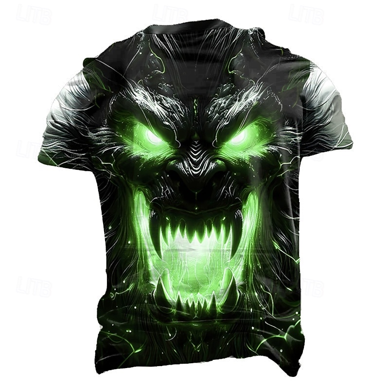 Halloween Men's Skull Optical Illusion 3D T Shirt Short Sleeve T shirt 3D Print Crew Neck Shirt Exaggerated Designer Horror Party Street Holiday Pink Red Blue Summer Spring All Seasons Clothing2