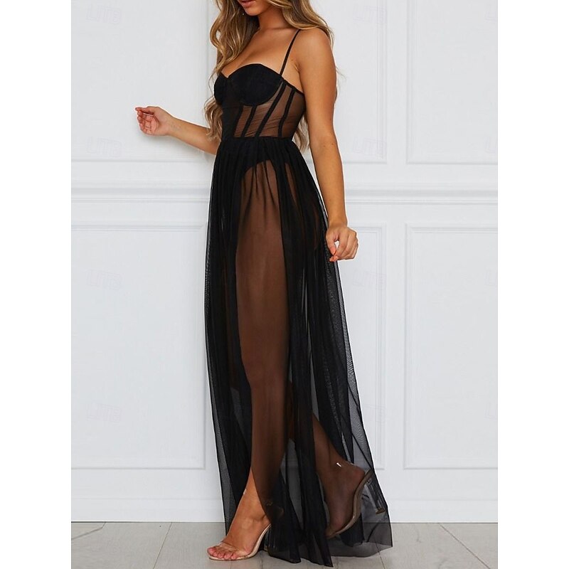 Women's Sexy Lingerie Chemises & Negligees Dress Pure Color Ultra Slim Hot Comfort Home Bed Vacation Mesh Breathable Straps Sleeveless Backless Summer Spring Home Outfits4