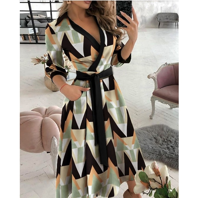 Women's Midi Dress Graduation Dress Blazer Dress Sheath Dress Wrap Dress Party Cocktail Formal Wedding Vacation Regular Fit Long Sleeve V Neck Black White Light Green Spring Fall Winter