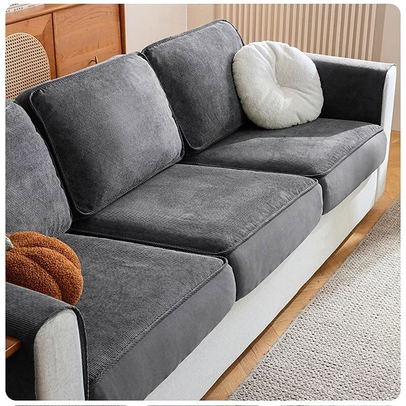 Corduroy Sofa Cover Full Coverage - Stretchable Universal Slipcover for 3/4-Seater Couches, All-Season Cushion Protector with Anti-Slip Bottom4