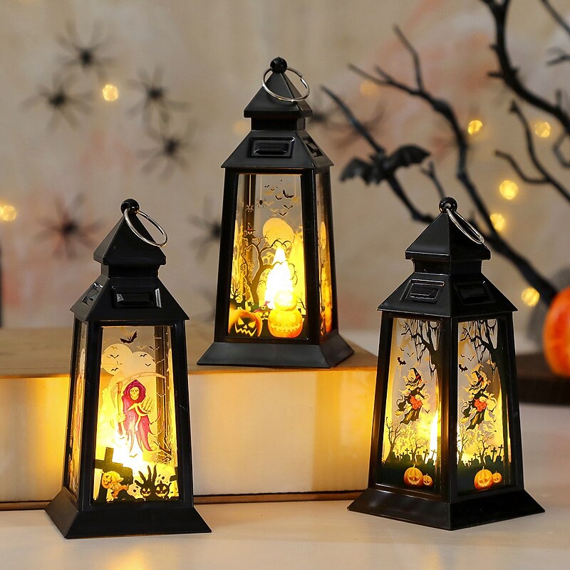 1 Pc 12.8CM Halloween LED Electronic Candlelight Witch Pumpkin Wind Light Indoor and Outdoor Restaurant Party Halloween Festival Atmosphere Nightlight2